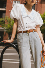 Lara Embroidered Blouse In Off White - Final Sale