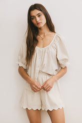 Owen Scalloped Top in Oatmeal - FINAL SALE
