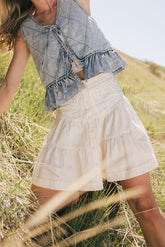 Skyler Tiered Mini Skirt in Cream - FINAL SALE