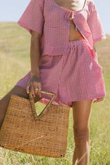 Ember Gingham Shorts In Red - Final Sale