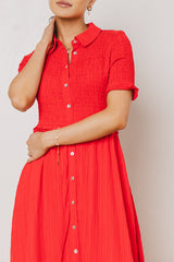 Nicole Smocked Maxi Dress In Red - Final Sale