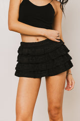 Monica Ruffle Micro Skort In Black - Final Sale