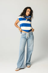 Blake Striped Top In Blue - Final Sale