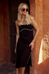 Joanna Contrast Midi Dress in Black - FINAL SALE