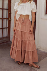 Rain Striped Maxi Skirt In Rust - Final Sale