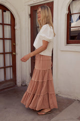 Rain Striped Maxi Skirt In Rust - Final Sale