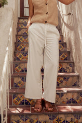 Jenna Striped Wide-Leg Pants in White - FINAL SALE