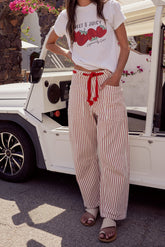 Jocelyn Barrel Jeans in Rust Stripe - FINAL SALE