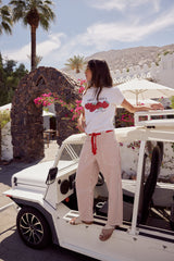 Jocelyn Barrel Jeans In Rust Stripe - Final Sale