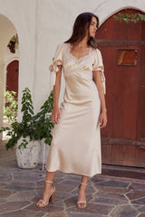 Amanda Lace Trim Maxi Dress In Blush - Final Sale