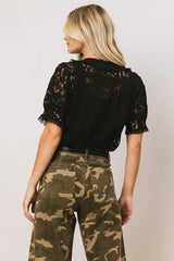 Mari Lace Blouse In Black - Final Sale