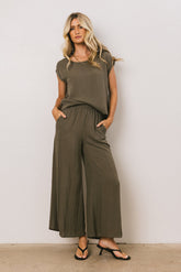 Jaylen Wide-Leg Pants in Olive - FINAL SALE