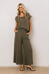 Jaylen Wide-Leg Pants in Olive - FINAL SALE
