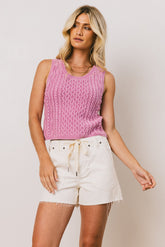 Brayden Cable Knit Sweater in Pink - FINAL SALE