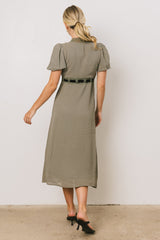 Selah Lace Trim Midi Dress In Sage - Final Sale