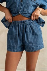 Daisy Striped Denim Shorts - FINAL SALE
