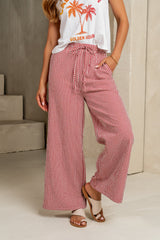 Ada Gingham Wide Leg Pants in Red - FINAL SALE