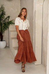 Mira Maxi Skirt in Marsala - FINAL SALE