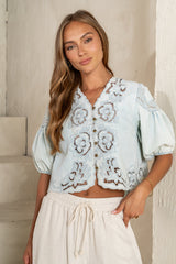 Lennon Floral Embroidered Blouse - Final Sale