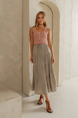 June Tiered Maxi Skirt In Olive