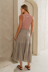 June Tiered Maxi Skirt In Olive