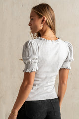 Violet Knit Top In Heather Grey - Final Sale