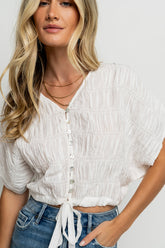 Alma Smocked Blouse in White - FINAL SALE