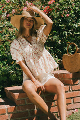 Denise Floral Blouse in Berry - FINAL SALE