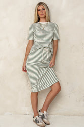 Niya Striped Midi Skirt in Green - FINAL SALE