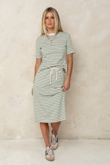Niya Striped Midi Skirt In Green - Final Sale