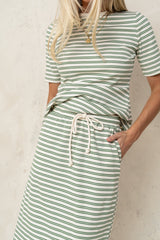 Niya Striped Midi Skirt In Green - Final Sale