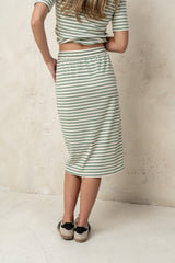 Niya Striped Midi Skirt In Green - Final Sale