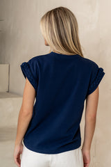 Tessa Knit Top In Navy - Final Sale