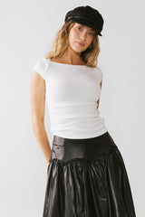 Leia Cap Sleeve Basic Top in Cream