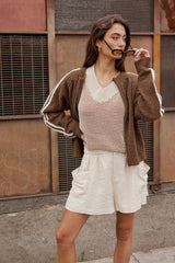Saige Contrast Sweater In Oatmeal - Final Sale