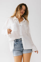 Lucie Linen Button Up in White - FINAL SALE