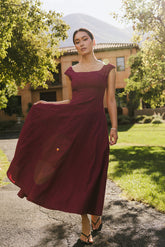 Colin Midi Dress in Burgundy - FINAL SALE