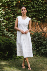 Louie Collared Midi Dress in White - FINAL SALE