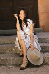 Claire Striped Maxi Dress In Taupe - Final Sale