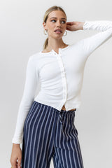 Mia Button Up Top In White