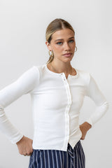 Mia Button Up Top In White