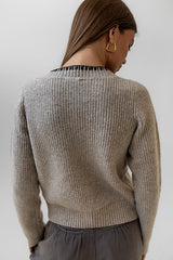 Darren Contrast Cardigan In Taupe