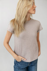 Selena Rolled Sleeve Shirt In Taupe - Final Sale