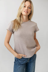 Selena Rolled Sleeve Shirt In Taupe - Final Sale