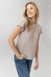 Selena Rolled Sleeve Shirt in Taupe - FINAL SALE