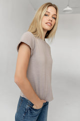 Selena Rolled Sleeve Shirt In Taupe - Final Sale