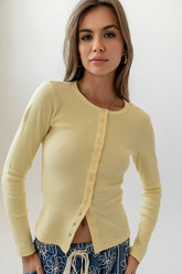 Mia Button Up Top in Yellow - FINAL SALE