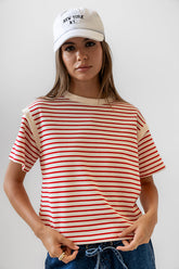 Ryker Striped T-Shirt in Red - FINAL SALE