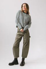 Miriam Striped Cardigan Forest