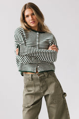 Miriam Striped Cardigan Forest